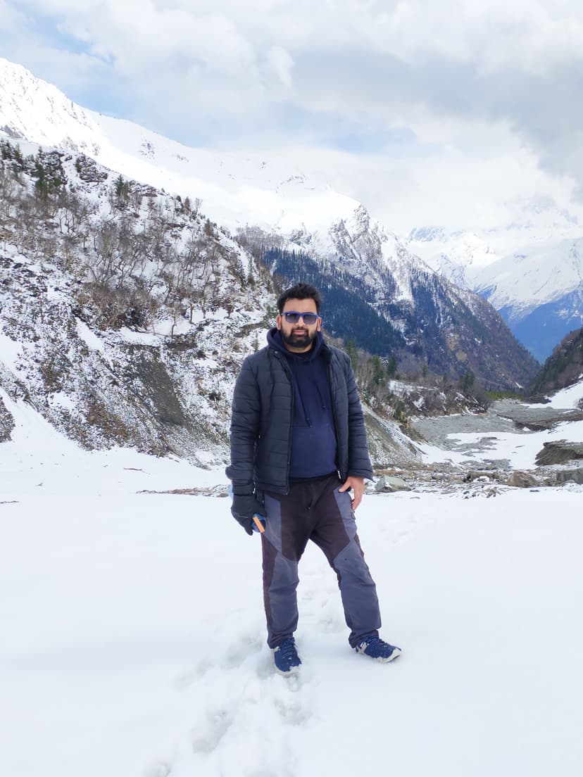 Winter trekking scene